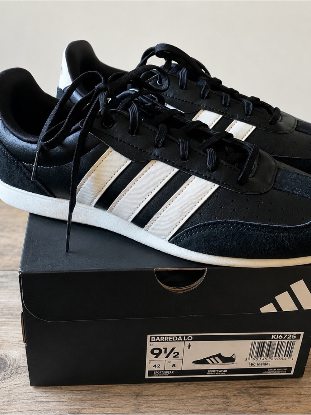 adidas Black and White Barredalo 9.5 Women’s Sneakers